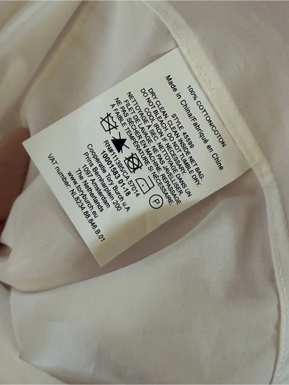Tory Burch White Cotton Dress Shirt - Spread Collar